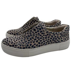 J Slides Sneaker Heidi Slip On Leopard Leather Laceless Platform Womens Size 6